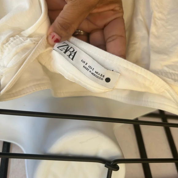 Zara Thick Premium Cotton shirred white Mid-length skirt side split and side zip - Picture 5 of 5